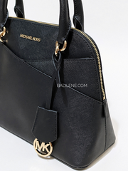 Michael Kors Jet Set Travel Medium Saffiano Leather Dome Satchel Black