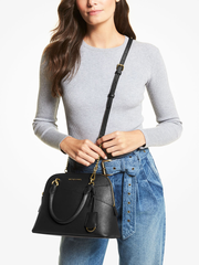 Michael Kors Jet Set Travel Medium Saffiano Leather Dome Satchel Black