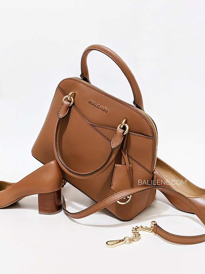 Michael Kors Jet Set Travel Medium Saffiano Leather Dome Satchel Luggage