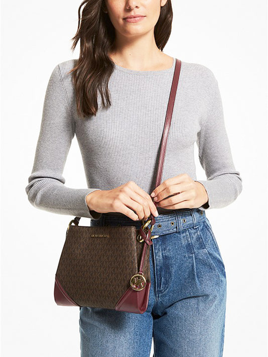 Michael Kors 35H9GNIC9B Nicole Large Logo Crossbody Bag Merlot