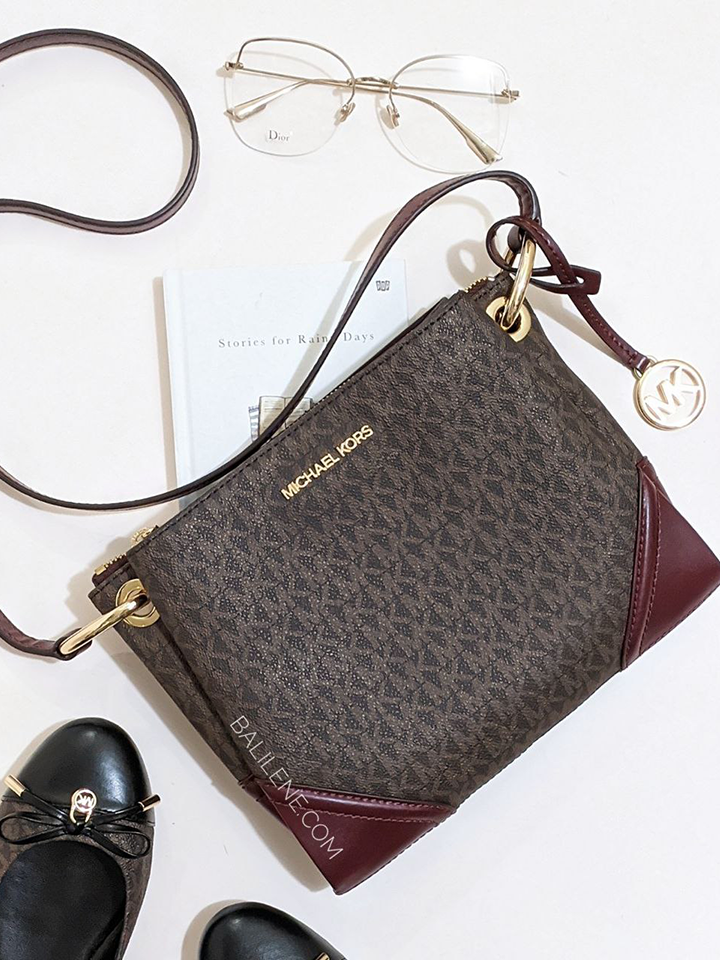 Michael Kors 35H9GNIC9B Nicole Large Logo Crossbody Bag Merlot