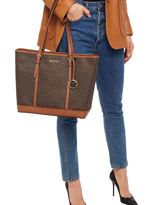 Michael Kors 35S0STVT4V Jet Set Travel XL Top Zip Shoulder Tote Bag Brown