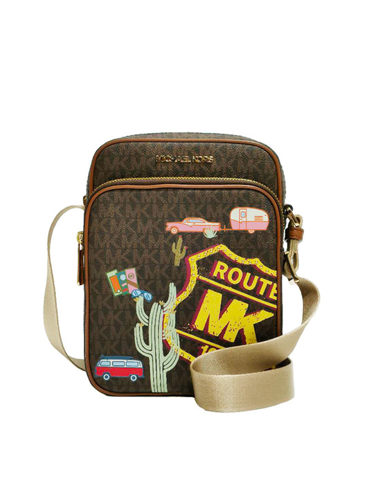 Michael Kors 35S1G3DC8B Desert Road Trip Jet Set Medium Brown Multi