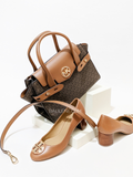 Michael Kors Carmen Medium Logo and Faux Leather Belted Satchel Brown