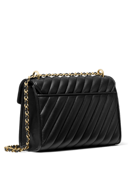 Michael Kors 35T0GXOL2U Rose Medium Flap Quilted Shoulder Bag Black