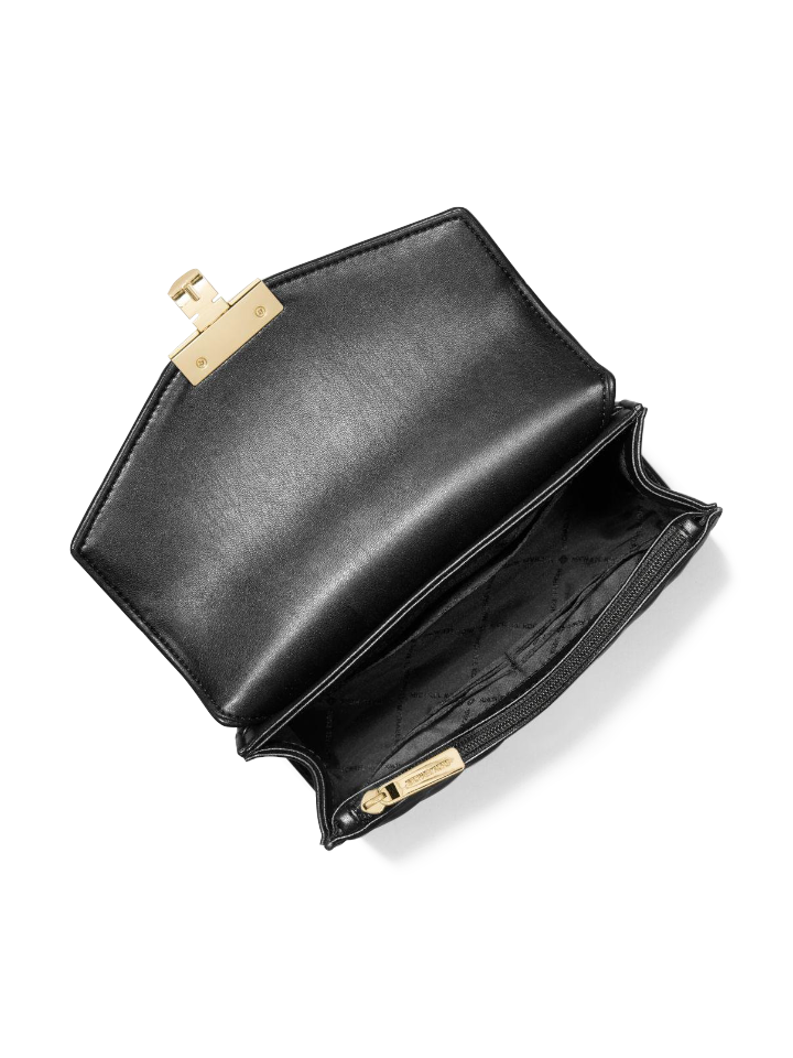 Michael Kors 35T0GXOL2U Rose Medium Flap Quilted Shoulder Bag Black