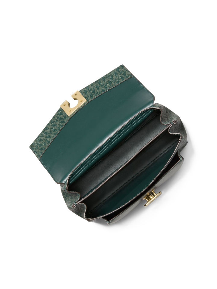 Michael Kors Lita Medium Leather Crossbody Bag Green Multi