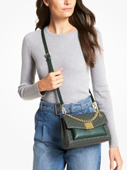 Michael Kors Lita Medium Leather Crossbody Bag Green Multi