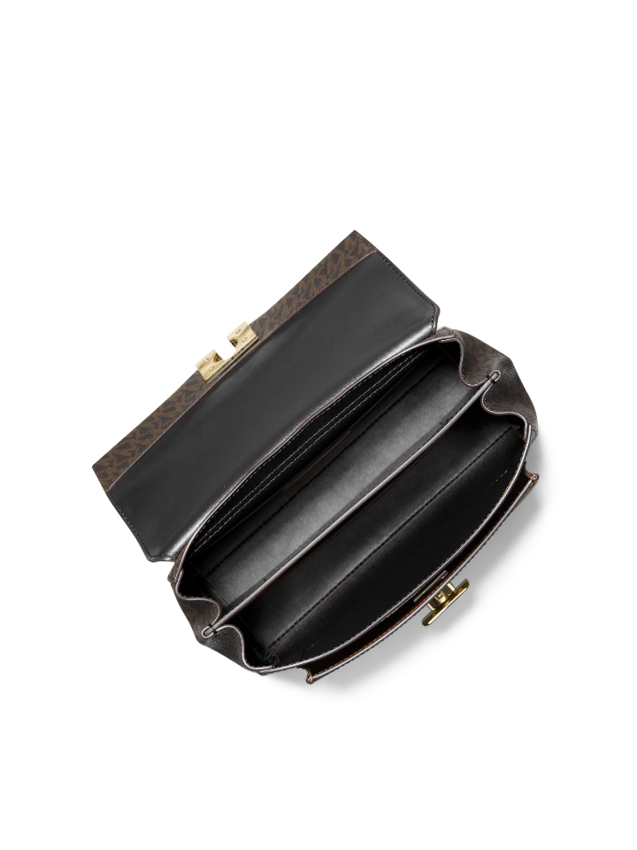Michael Kors Lita Medium Two-Tone Logo Crossbody Bag Brown/Black