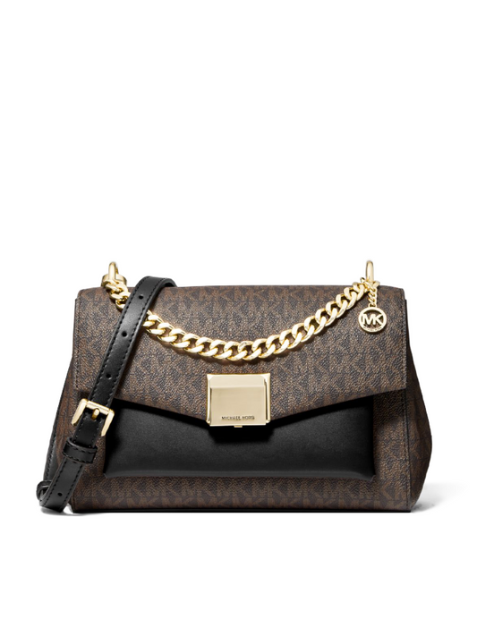 Michael Kors Lita Medium Two-Tone Logo Crossbody Bag Brown/Black