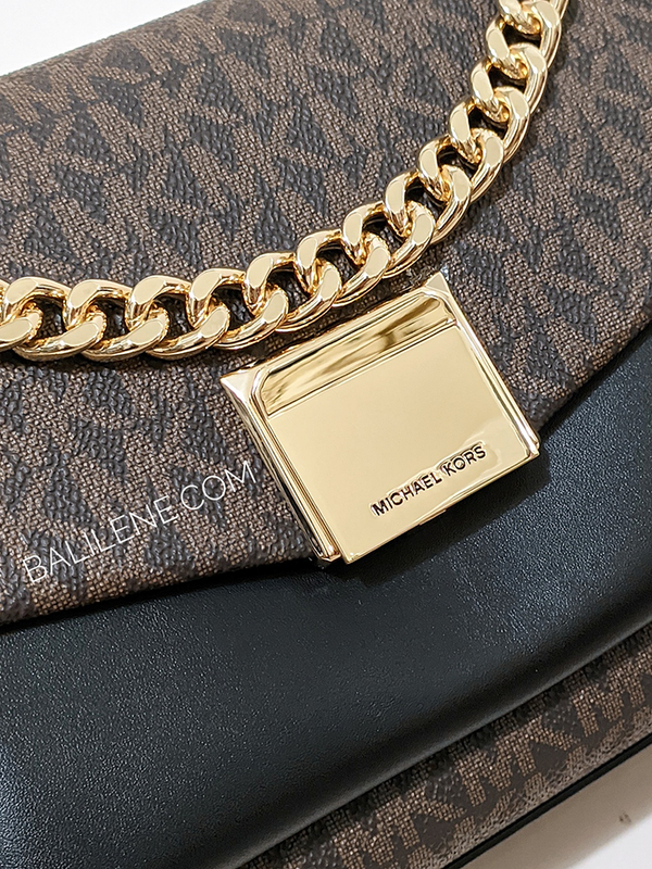 Michael Kors Lita Medium TwoTone Logo Crossbody Bag Brown/Black Balilene