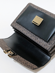 Michael Kors Lita Medium Two-Tone Logo Crossbody Bag Brown/Black