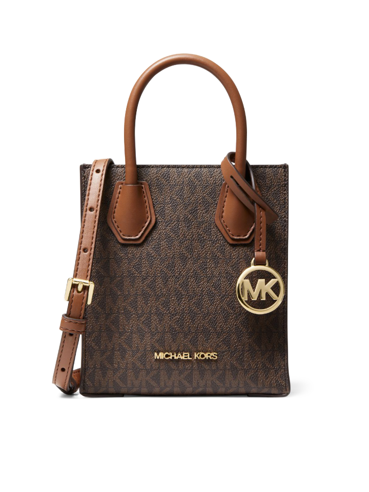 Michael Kors 35T1GM9C0I Mercer Extra-Small Logo And Leather Crossbody Bag Brown