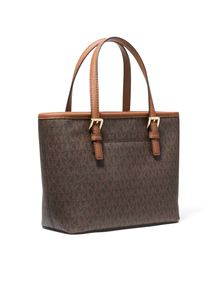 et set travel extra-small logo top-zip tote bag Michael Kors Jet Set Travel Extra-Small Logo Top-Zip Tote Bag Brown – Balilene