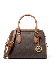 Michael Kors 38F1CYVS2B Ayden Medium Logo and Faux Leather Satchel Brown