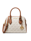 Michael Kors 38F1CYVS2B Ayden Medium Logo and Faux Leather Satchel Vanilla