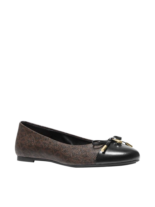 Michael Kors 40F0MLFPAB Melody Logo and Leather Ballet Flat Black Multi