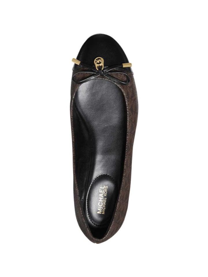 Michael Kors 40F0MLFPAB Melody Logo and Leather Ballet Flat Black Multi