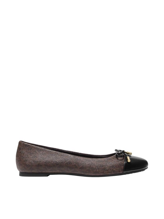 Michael Kors 40F0MLFPAB Melody Logo and Leather Ballet Flat Black Multi