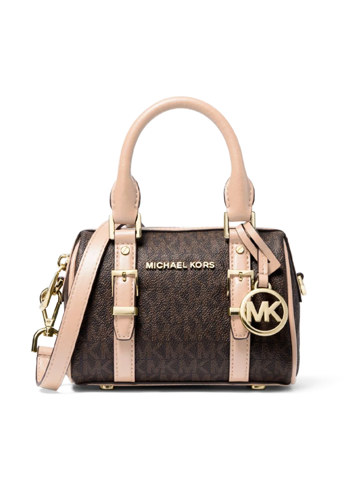 Michael Kors Bedford Legacy Extra-Small Logo Duffle Crossbody Bag Brown/Soft Pink