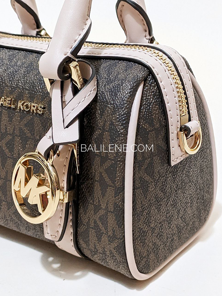 Michael Kors Bedford Legacy Extra-Small Logo Duffle Crossbody Bag Brown/Soft Pink