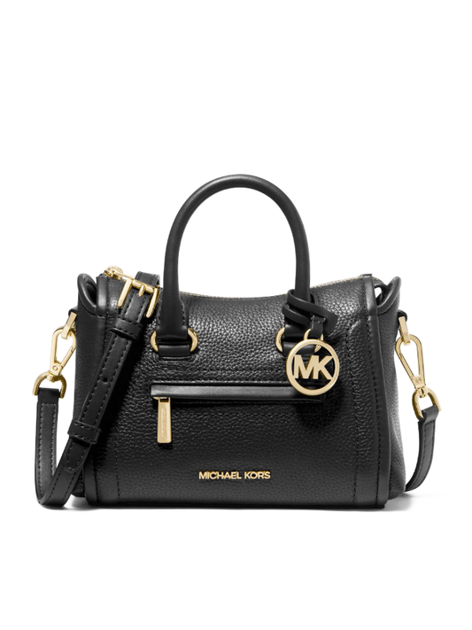 Michael-Kors-Carine-Extra-Small-Pebbled-Leather-Satchel-Black-Balilene-depan