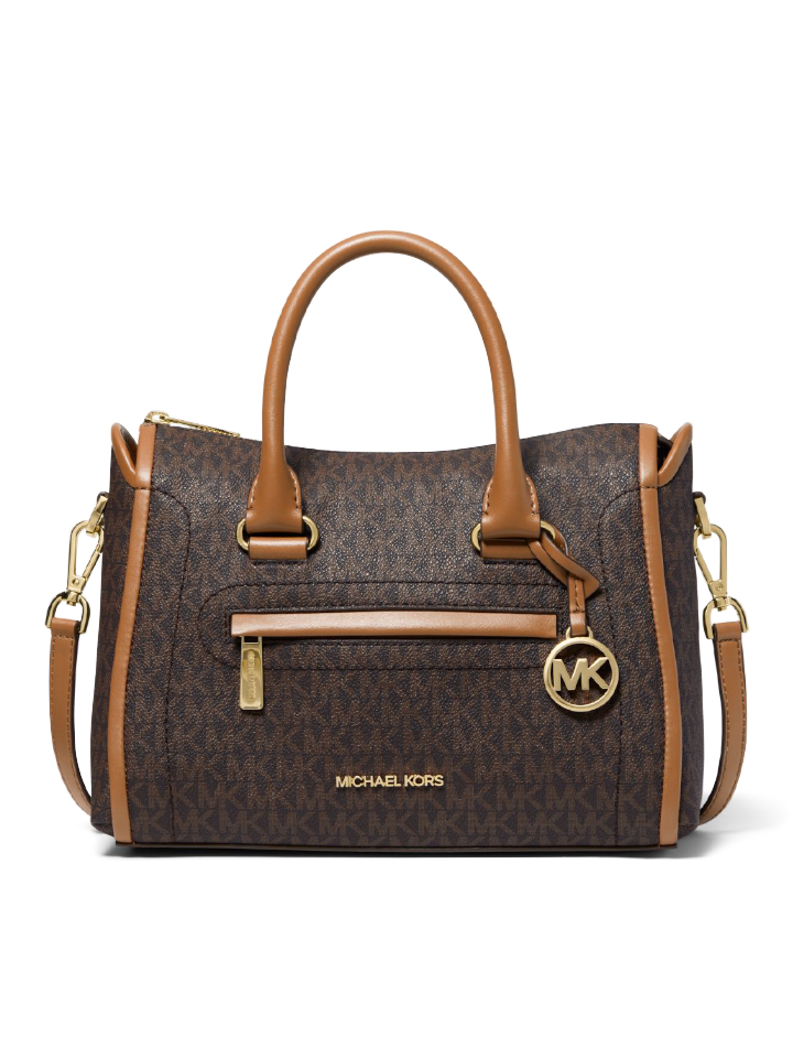 Michael Kors Carine Medium Logo Satchel Brown