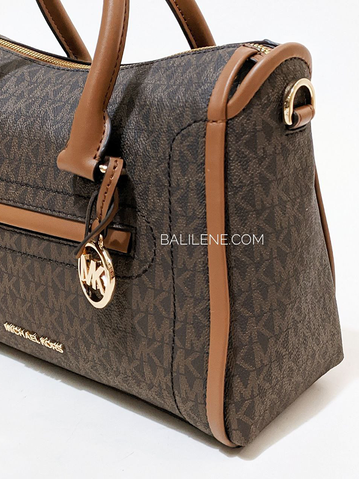 Michael Kors Carine Medium Logo Satchel Brown