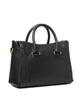 Michael Kors Carine Medium Pebbled Leather Satchel Bag Black