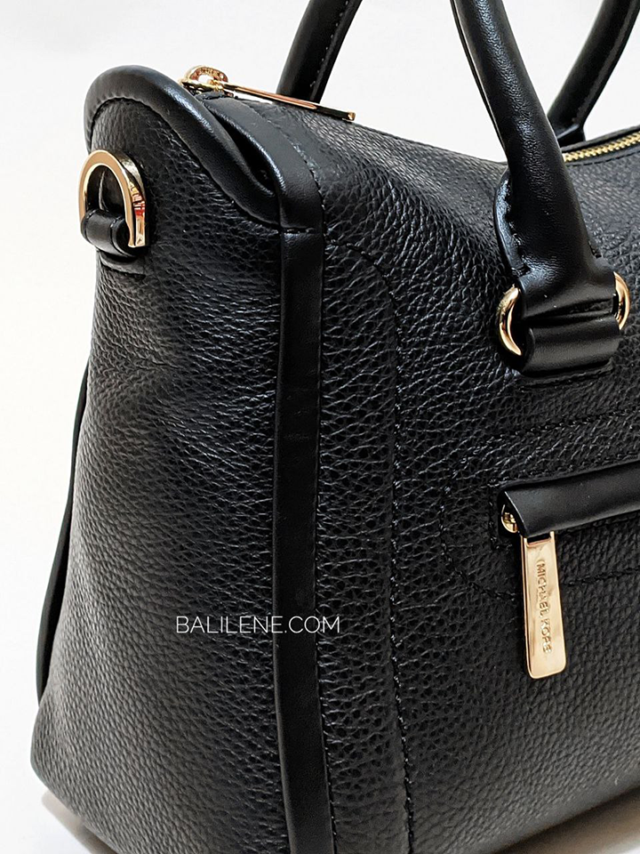 Michael-Kors-Carine-Medium-Pebbled-Leather-Satchel-Bag-Black-Balilene-detail-samping