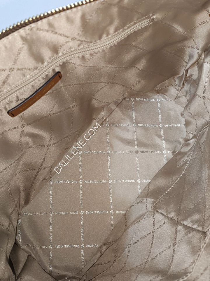 Michael Kors Charlotte Large Leather Top-Zip Tote Bag- Brown – Meharshop