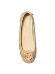 Michael Kors Fulton Logo Embossed Faux Leather Moccasin Camel