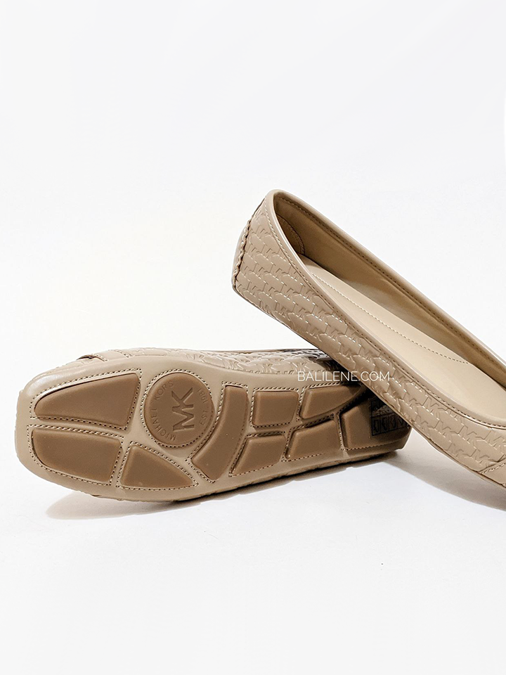 Michael Kors Fulton Logo Embossed Faux Leather Moccasin Camel Balilene