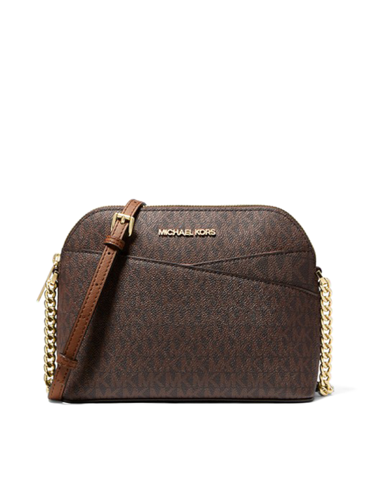 Michael-Kors-Jet-Set-Travel-Medium-Logo-Dome-Crossbody-Bag-Brown-Balilene-depan