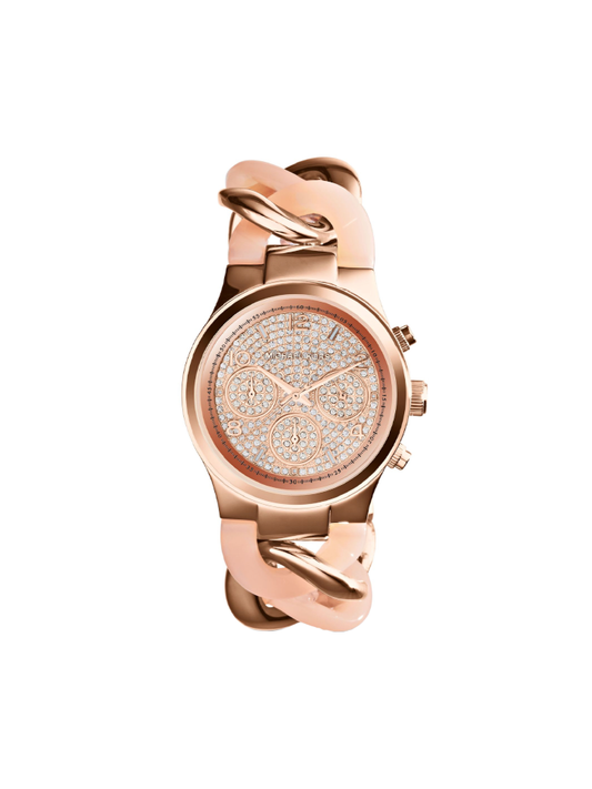 Michael Kors MK4283 Runway Twist Rose Dial Rose Gold-tone Ladies Watch