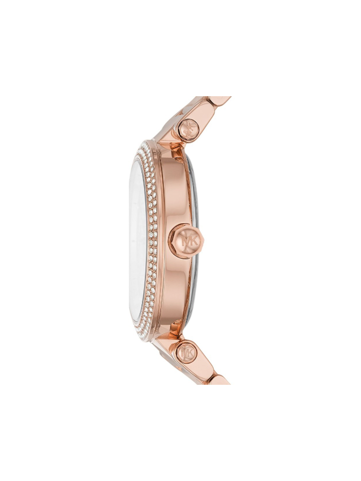 Michael Kors MK6511 Womens Parker Three-Hand Date Rose Gold-Tone Stainless Steel Pave Glitz Watch