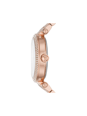 Michael Kors MK6511 Womens Parker Three-Hand Date Rose Gold-Tone Stainless Steel Pave Glitz Watch