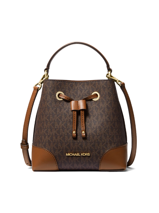 Michael-Kors-Mercer-Small-Logo-Bucket-Bag-Brown-Balilene-depan