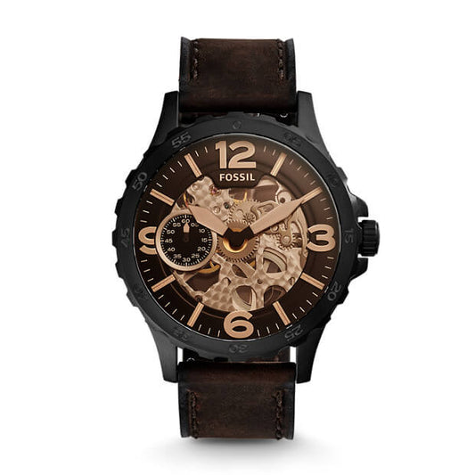 Fossil ME3127 Nate Hand-wound Mechanical Dark Brown Leather