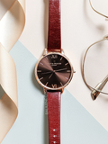Olivia Burton Big Dial Burgundy & Rose Gold Watch