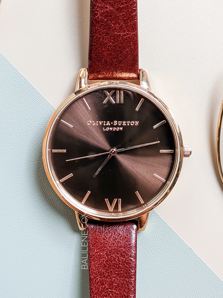 Olivia Burton Big Dial Burgundy & Rose Gold Watch