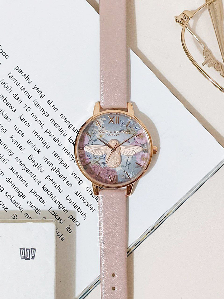 Olivia Burton British Blooms Faux Leather Strap Watch