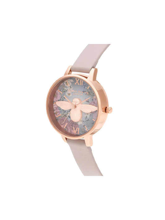 Olivia Burton British Blooms Faux Leather Strap Watch