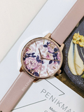 Olivia Burton Wild Flower Faux Leather Strap Watch