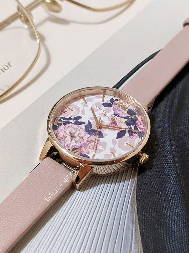 Olivia Burton Wild Flower Faux Leather Strap Watch