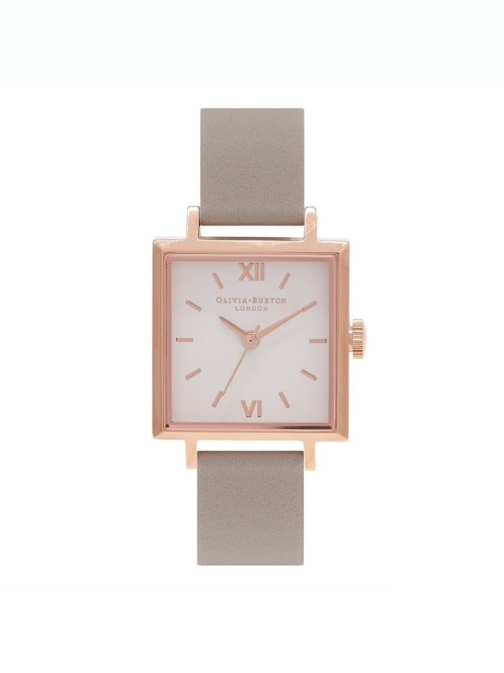 Olivia Burton Midi Square Dial Grey & Rose Gold Watch