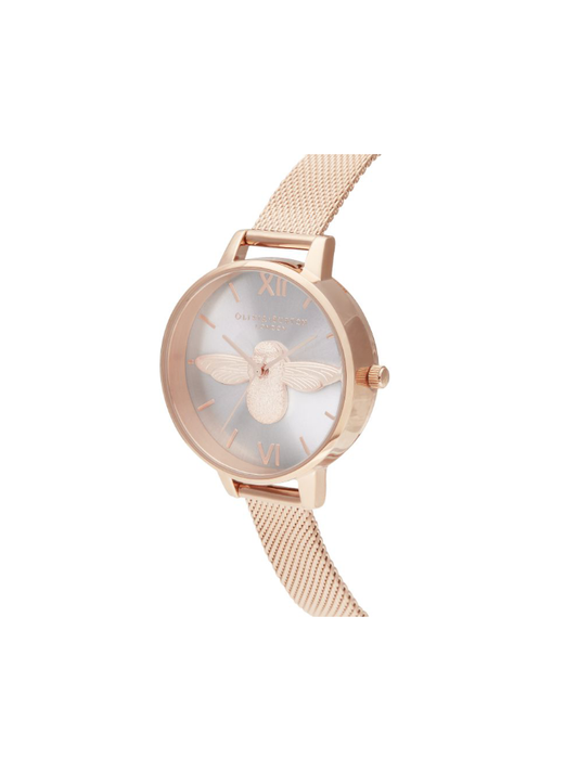 Olivia-Burton-OBGSET42-3D-Bee-Rose-Gold-Mesh-Bracelet-Watch-Balilene-samping