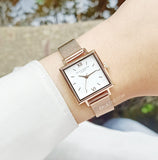 Olivia Burton Small Dial Square Rose Gold Mesh