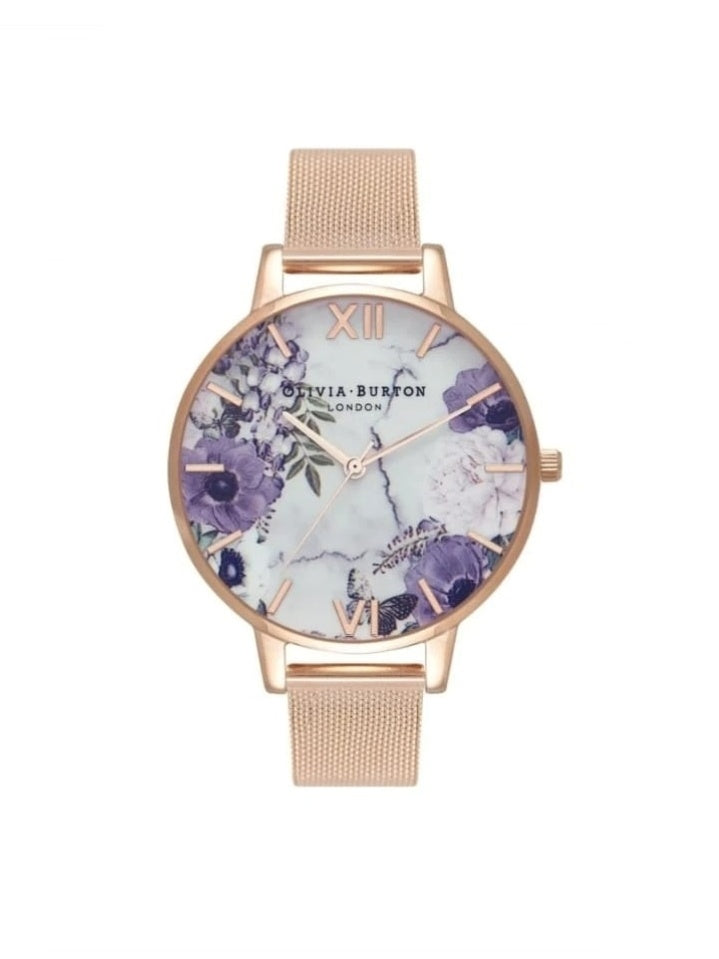 Olivia Burton OB16MF06 Marble Florals Silver & Rose Gold Watch