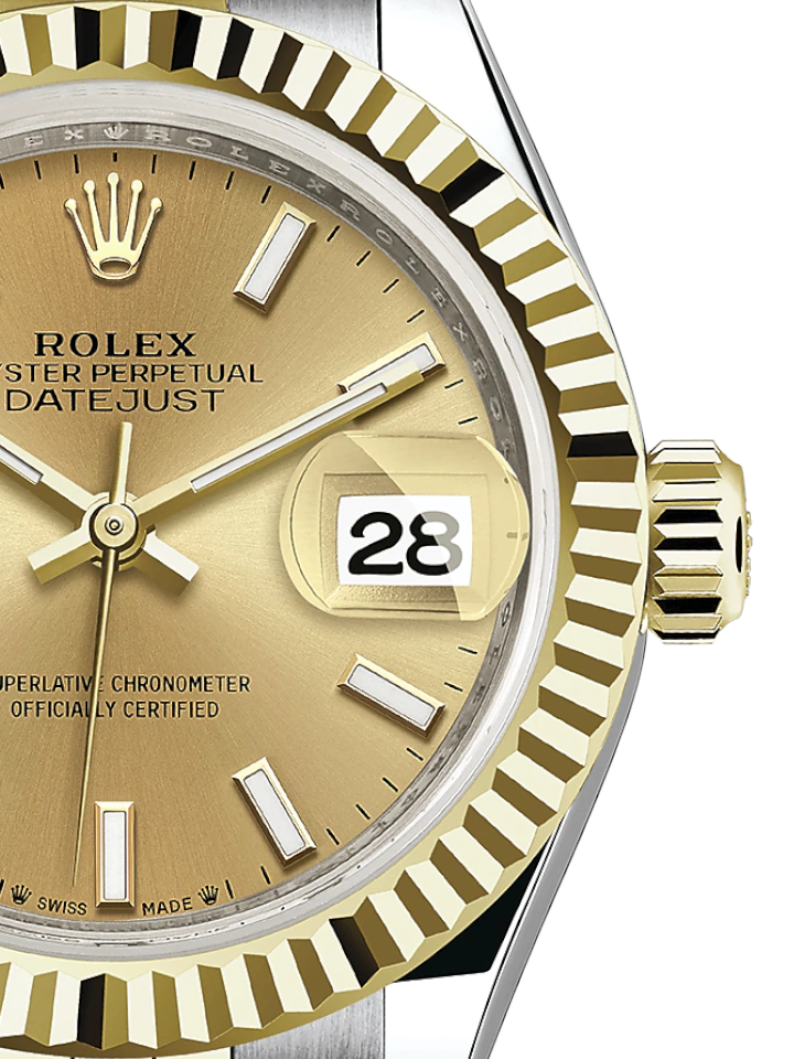 Lady datejust oyster 28 2025 mm oystersteel and yellow gold